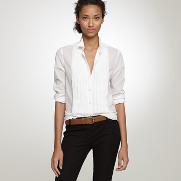 J crew Tuxedo shirt in Thomas Mason fabric white button down